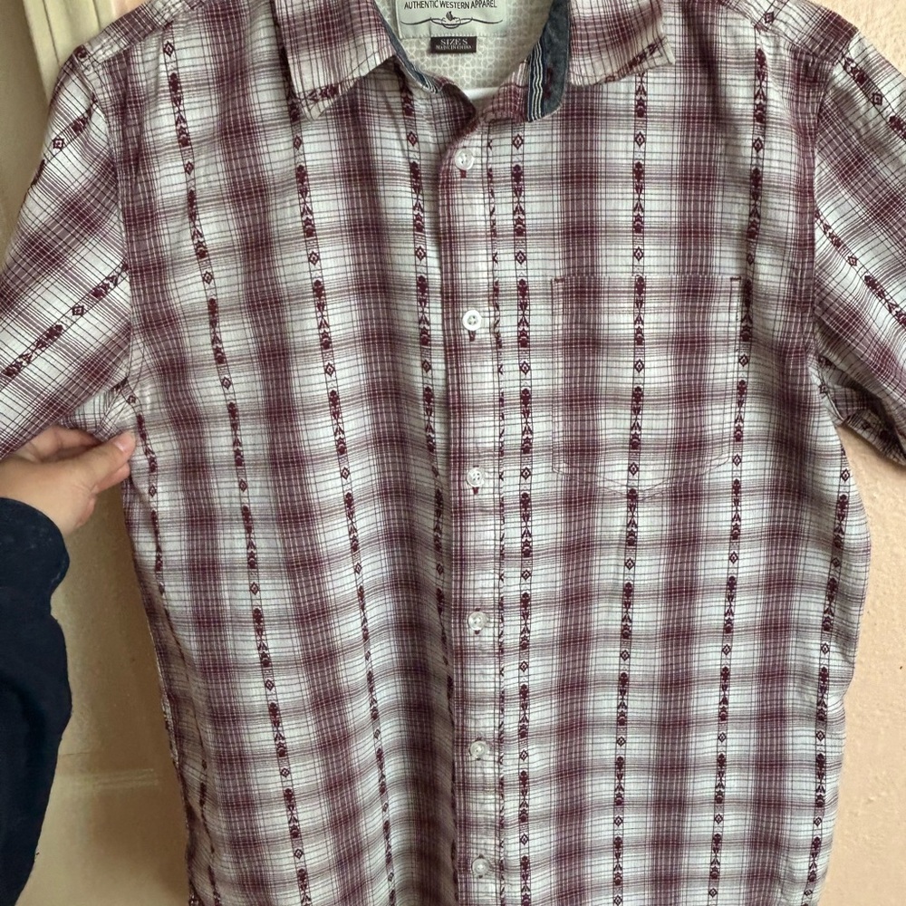 Men's Burgundy Plaid Button Down Shirt